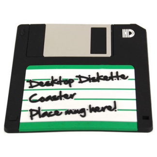 retro glasunderlägg i form av en floppy diskett