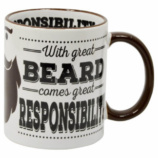 mugg med texten with great beard comes great responsibility