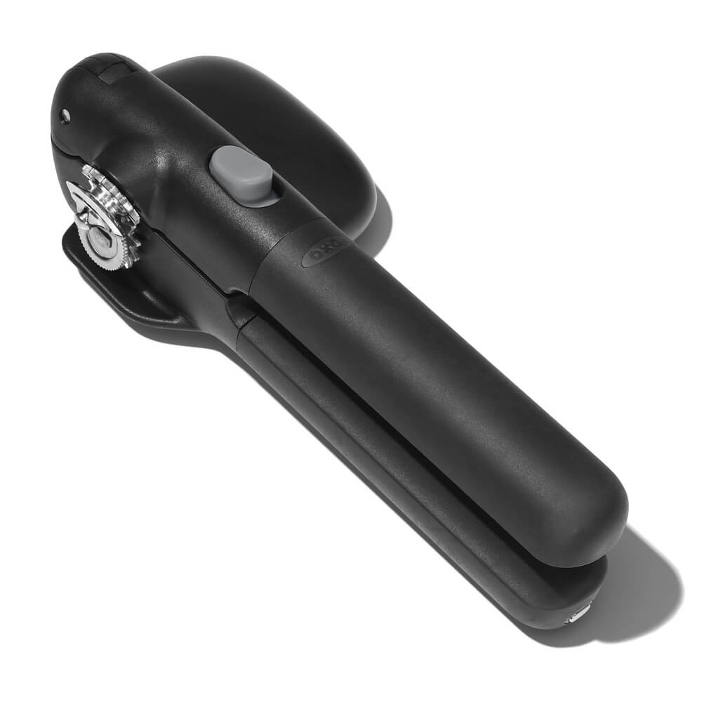 smidig burk- och konserv öppnare med ergonomiskt handtag och flera finesser