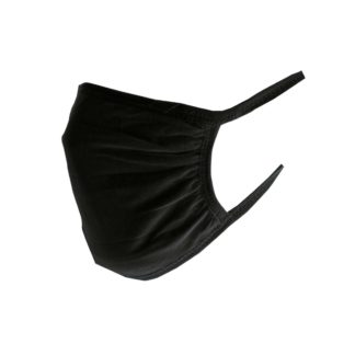 svarta munskydd i 3 lager tyg, med elastiska band, säljes i 5 pack