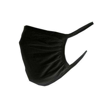 svarta munskydd i 3 lager tyg, med elastiska band, säljes i 5 pack