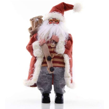 stående traditionell jultomte med röda kläder, 43cm hög