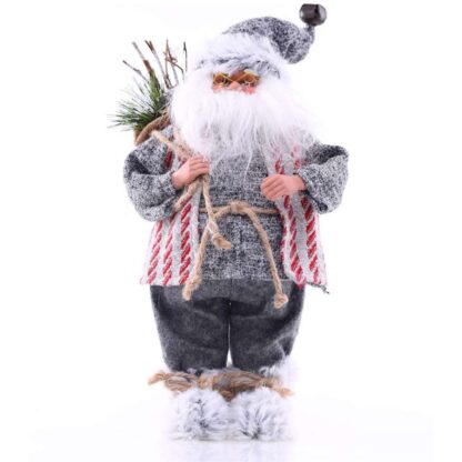 stående traditionell jultomte med gråa kläder, 43cm hög
